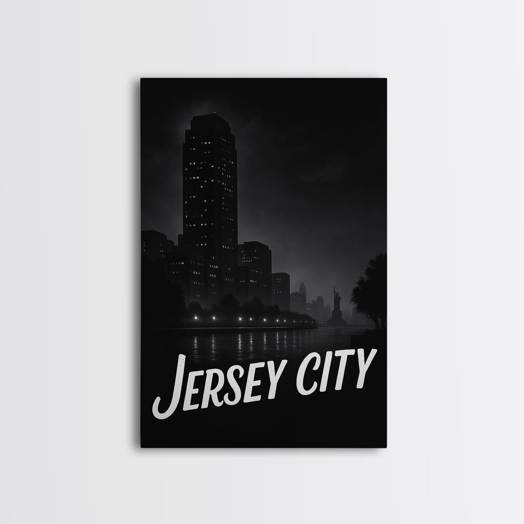 Jersey City New Jersey Travel Poster, Canvas Print, Vintage Noir Poster Art, Jersey City Wall Art, Poster Art, Travel Poster Set, Poster Art