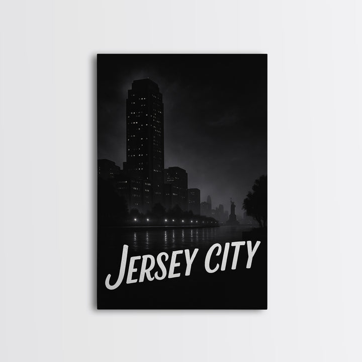 Jersey City New Jersey Travel Poster, Canvas Print, Vintage Noir Poster Art, Jersey City Wall Art, Poster Art, Travel Poster Set, Poster Art