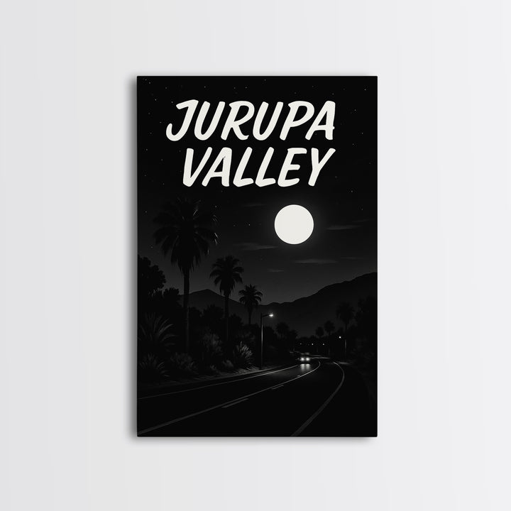 Jurupa Valley Travel Poster, Framed Canvas Print, Vintage Noir Poster Art, Jurupa Valley City Art, Vintage City Art, Mid Century Wall Art