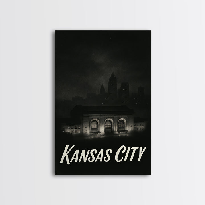 Kansas City Travel Poster, Canvas Print, Vintage Noir Poster Art, Kansas City Travel Art, City Travel Prints, Travel Art Print