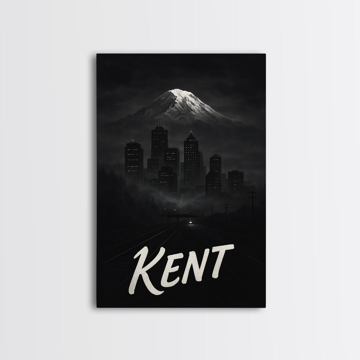 Kent Washington Travel Poster, Canvas Print, Night Street Poster Art, Kent Poster Print, City Art Print, Wanderlust Decor, Wall Decor