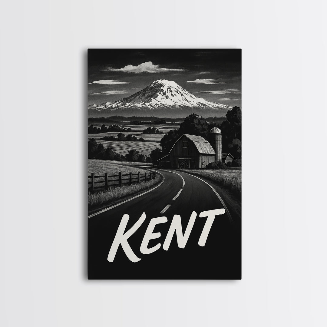 Kent Travel Poster, Canvas Print, Black And White Travel Art, Kent Art Print, Fine Art Print, Travel Art Print, Vintage Travel Art
