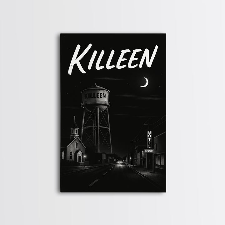Killeen Travel Poster, Canvas Print, Black And White Travel Art, Killeen Wall Art, City Art Print, Vintage City Poster, City Travel Prints