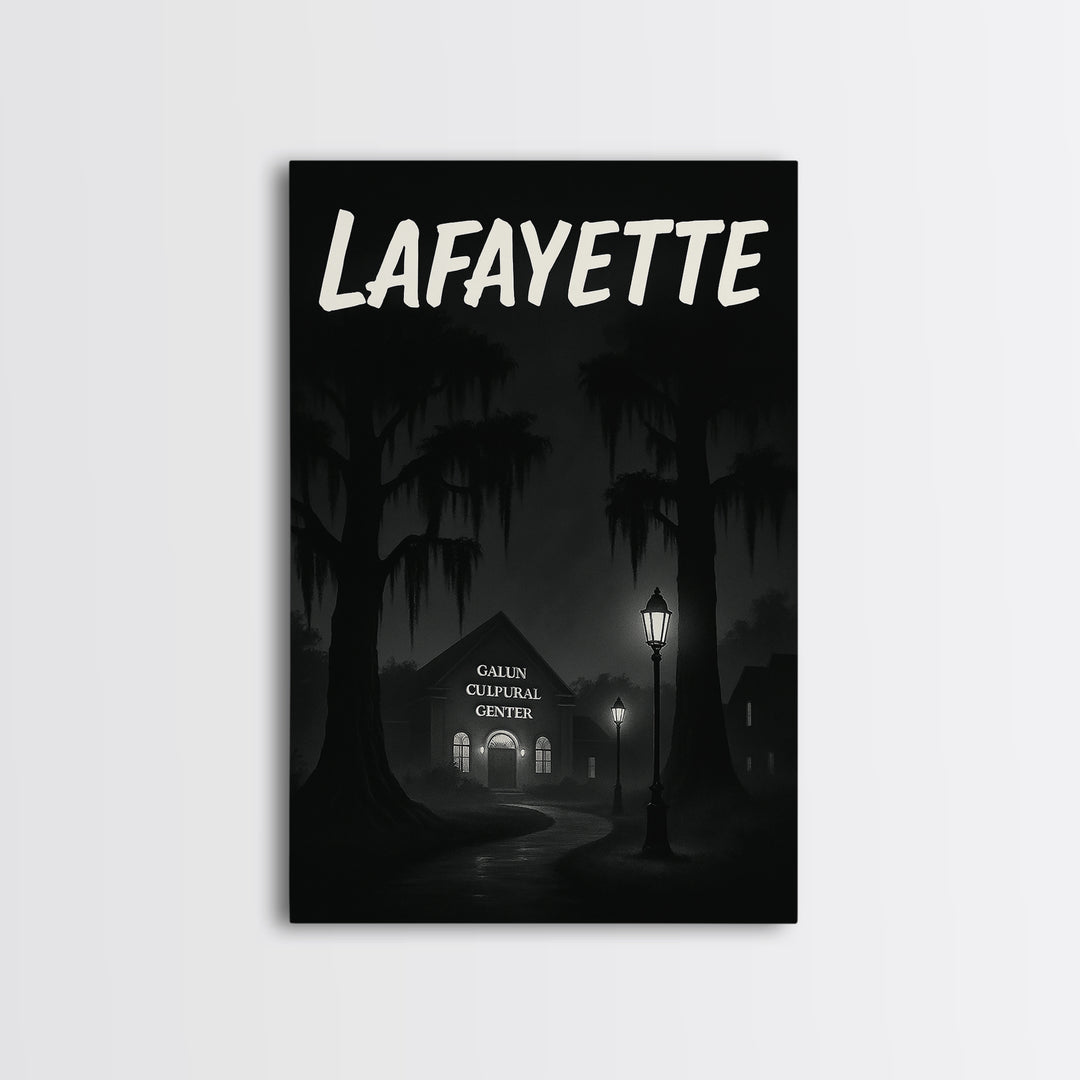 Lafayette Louisiana Travel Poster, Canvas Print, Night Street Poster Art, Lafayette City Art, Travel Poster Set, City Poster, Art Print