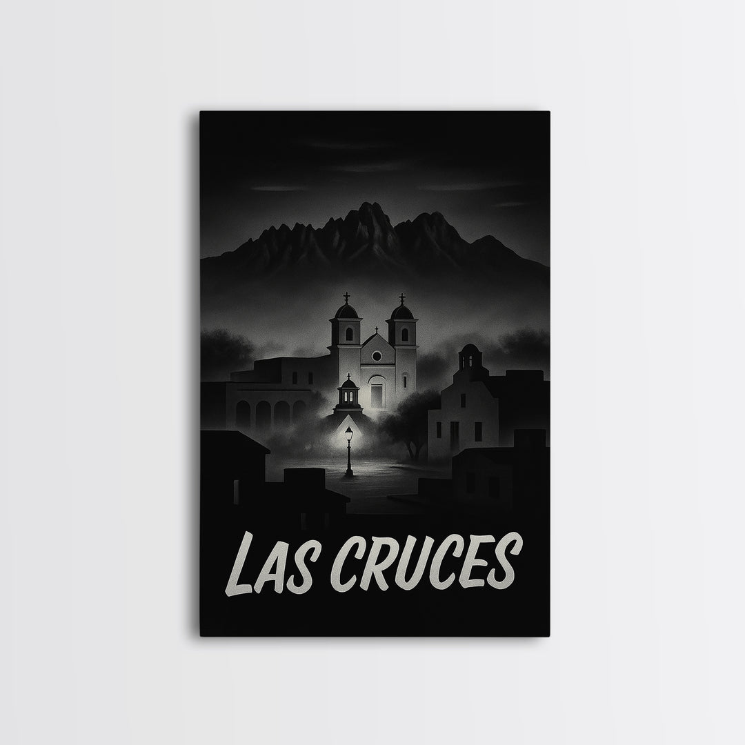 Las Cruces New Mexico Travel Poster, Canvas Print, Black And White Travel Art, Las Cruces Art Print, Travel Print, Vintage Travel Art