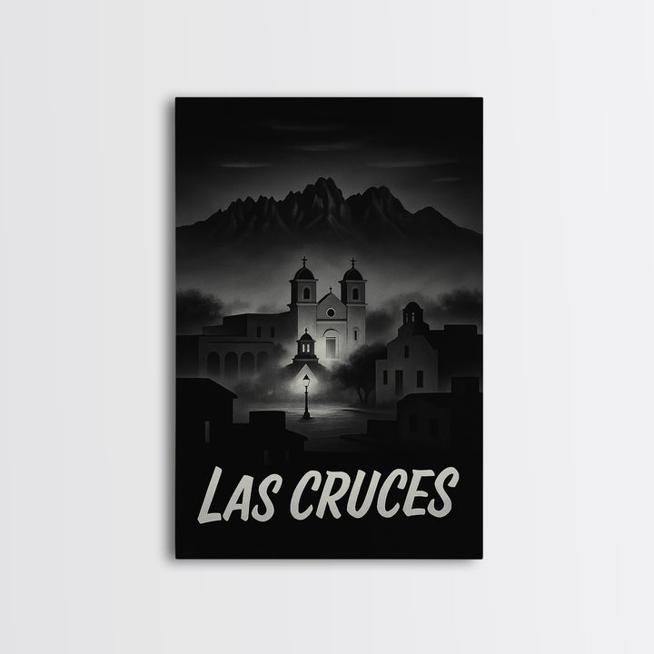 Las Cruces New Mexico Travel Poster, Canvas Print, Black And White Travel Art, Las Cruces Art Print, Travel Print, Vintage Travel Art