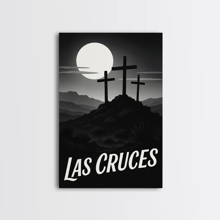 Las Cruces Travel Poster, Framed Canvas Print, Black And White Travel Art, Las Cruces Poster Print, Wanderlust Decor, Fine Art Print