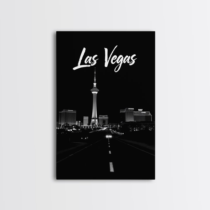 Las Vegas Nevada Travel Poster, Framed Canvas Print, Night Street Poster Art, Las Vegas Travel Art, Vintage City Poster, Travel Art Print