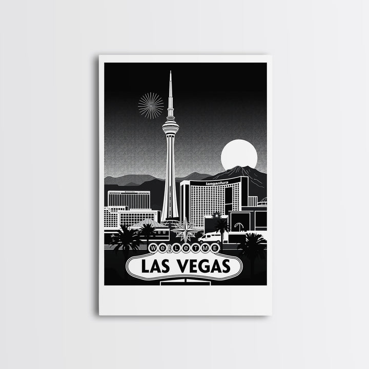 Las Vegas Travel Poster, Framed Canvas Print, Night Street Poster Art, Las Vegas Wall Art, Vintage Travel Art, Fine Art Print, Wall Art