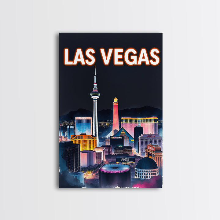 Las Vegas Travel Poster, Canvas Print, Dark Moody City Wall Art, Las Vegas Poster Print, Living Room Wall Art, Wanderlust Decor