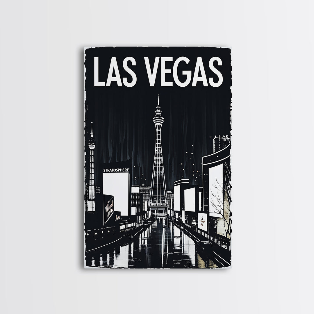 Las Vegas Travel Poster, Canvas Print, Dark Moody City Wall Art, Las Vegas Wall Art, Travel Poster Art, Travel Poster Set, Wanderlust Decor