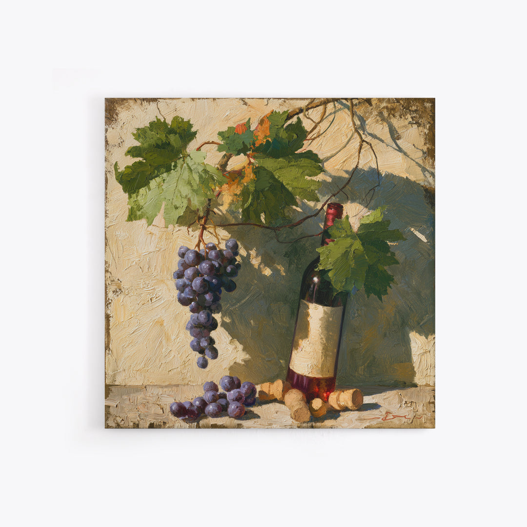 Botanical Grapevine with Leaves and Fruit Canvas Print, Dining Room Art, Bedroom Wall Art, Dining Room Decor, Dining, DRA-1x1-21