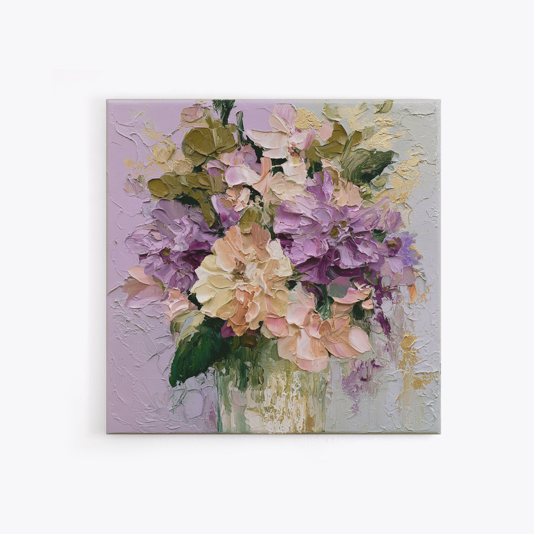 Large Expressive Flower Vase Framed Canvas Print, Dining Room Art, Home Decor, Dining Room Decor, Oil Painting, Dining, DRA-1x1-48