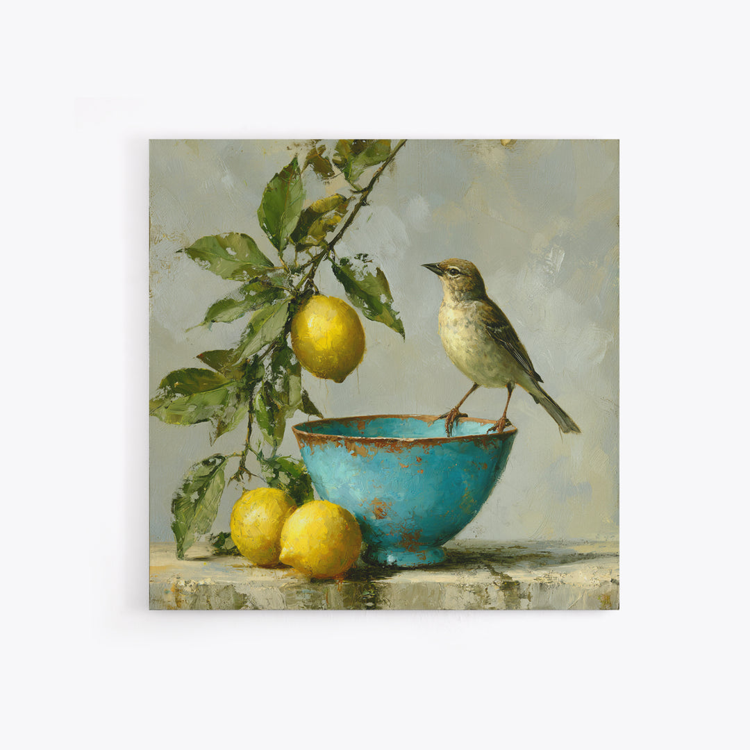 Italian Lemon Branch Framed Canvas Print, Dining Room Art, Trendy Wall Art, Dining Room Decor, Fine Art, Dining, DRA-1x1-53