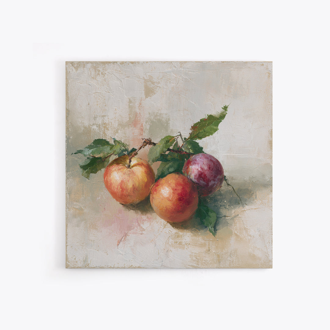 Peach and Plum Still Life Framed Canvas Print, Dining Room Art, Set of 3 Prints, Dining Room Decor, Fine Art, Dining, DRA-1x1-68