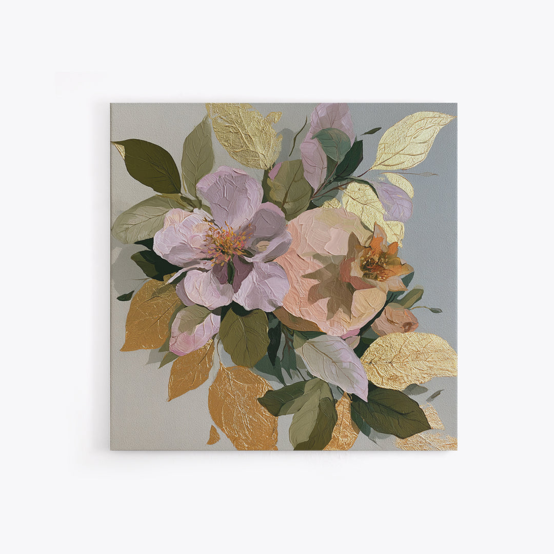 Pomegranate and Gold Leaf Botanical Study Framed Canvas Print, Dining Room Art, Canvas Art, Dining Room Decor, Oil Painting, DRA-1x1-8