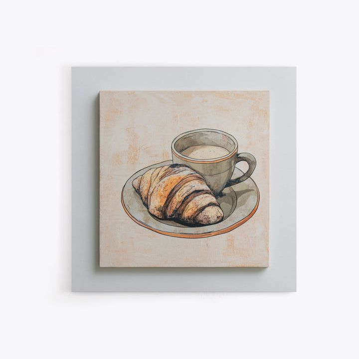 French Bistro Food Illustration Without Text Canvas Print, Dining Room Art, Trendy Wall Art, Dining Room Decor, Oil Painting, DRA-1x1-82