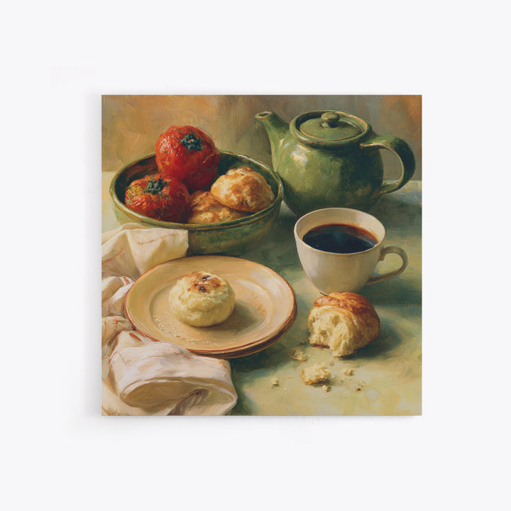 Coffee and Pastry Scene for Breakfast Nook Canvas Print, Dining Room Art, Food Art, Dining Room Decor, Fine Art, Dining, DRA-1x1-86