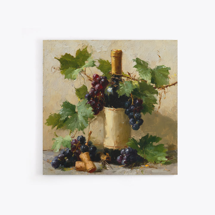 Botanical Grapevine with Leaves and Fruit Framed Canvas Print, Dining Room Art, Dining Room Decor, Watercolor Art, Dining, DRA-1x1-93