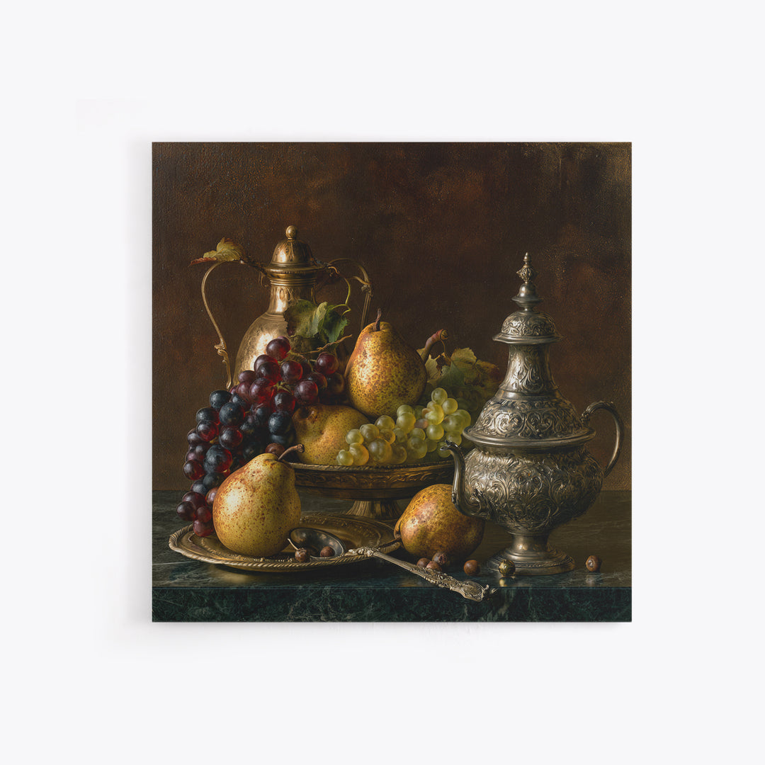 Classical Fruit Still Life Canvas Print, Dining Room Art, Luxury Decor, Dining Room Decor, Oil Painting, Dining, DRA-1x1-97