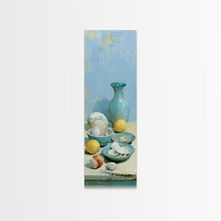 Shellfish and Lemon Still Life Canvas Print, Dining Room Art, Wall Decor, Dining Room Decor, Fine Art, Dining, Contemporary Art, DRA-1x3-28