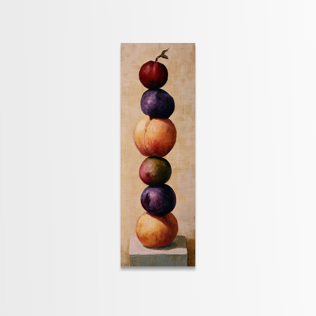 Peach and Plum Still Life Canvas Print, Dining Room Art, Neutral Decor, Dining Room Decor, Fine Art, Dining, Wall Art, DRA-1x3-32