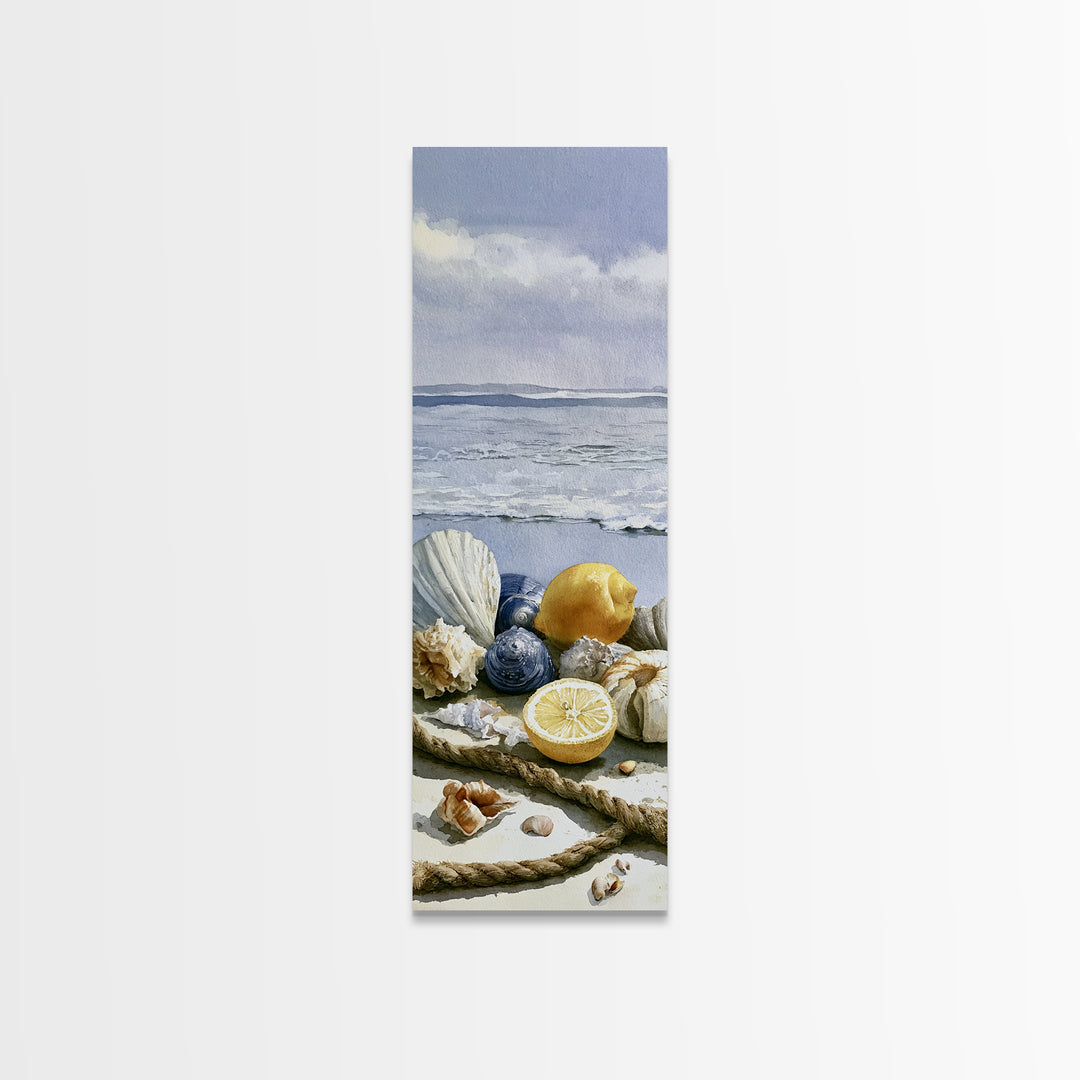 Shellfish and Lemon Still Life Framed Canvas Print, Dining Room Art, Coastal Decor, Dining Room Decor, Fine Art, Dining, DRA-1x3-4