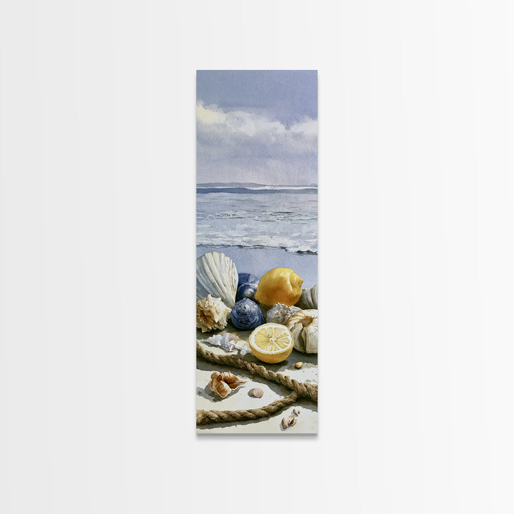 Shellfish and Lemon Still Life Framed Canvas Print, Dining Room Art, Coastal Decor, Dining Room Decor, Fine Art, Dining, DRA-1x3-4