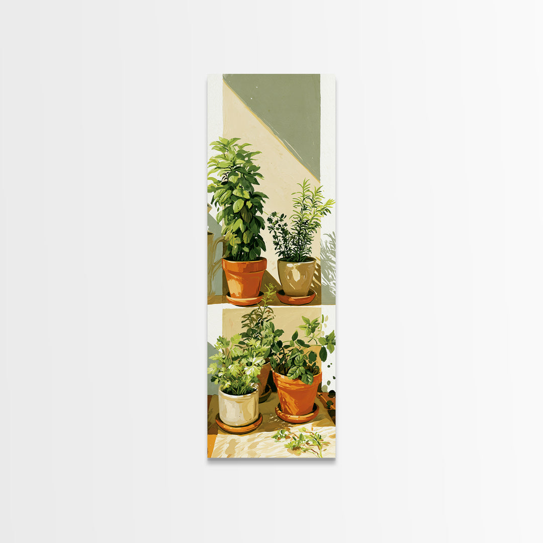 Modern Kitchen Herbs Framed Canvas Print, Dining Room Art, Dining Room Wall Art, Dining Room Decor, Oil Painting, Dining, DRA-1x3-45