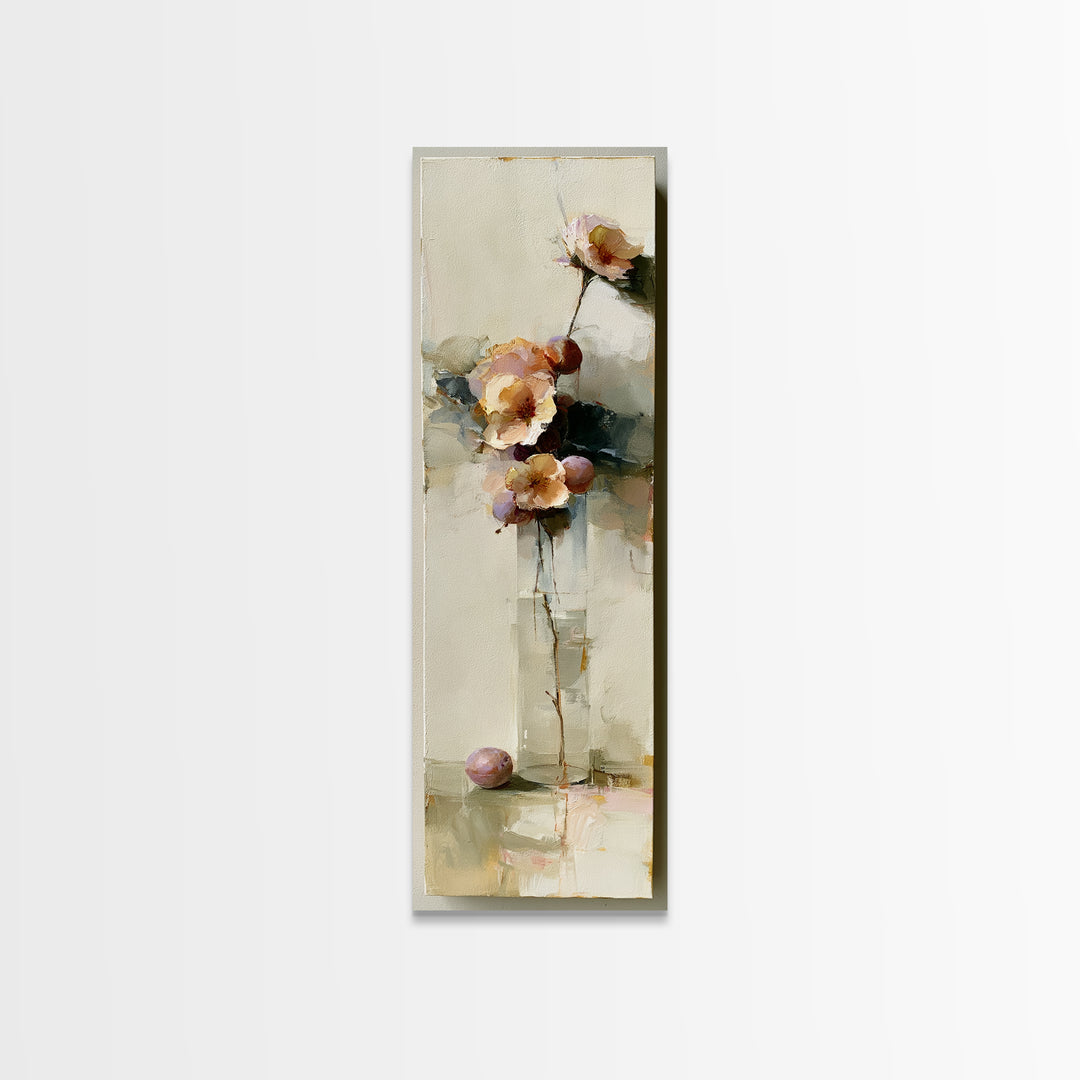 Peach and Plum Still Life Canvas Print, Dining Room Art, Contemporary Art, Dining Room Decor, Fine Art, Dining, Digital Print, DRA-1x3-56