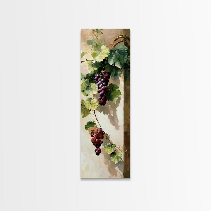 Botanical Grapevine with Leaves and Fruit Canvas Print, Dining Room Art, Kitchen Prints, Dining Room Decor, Fine Art, Dining, DRA-1x3-57