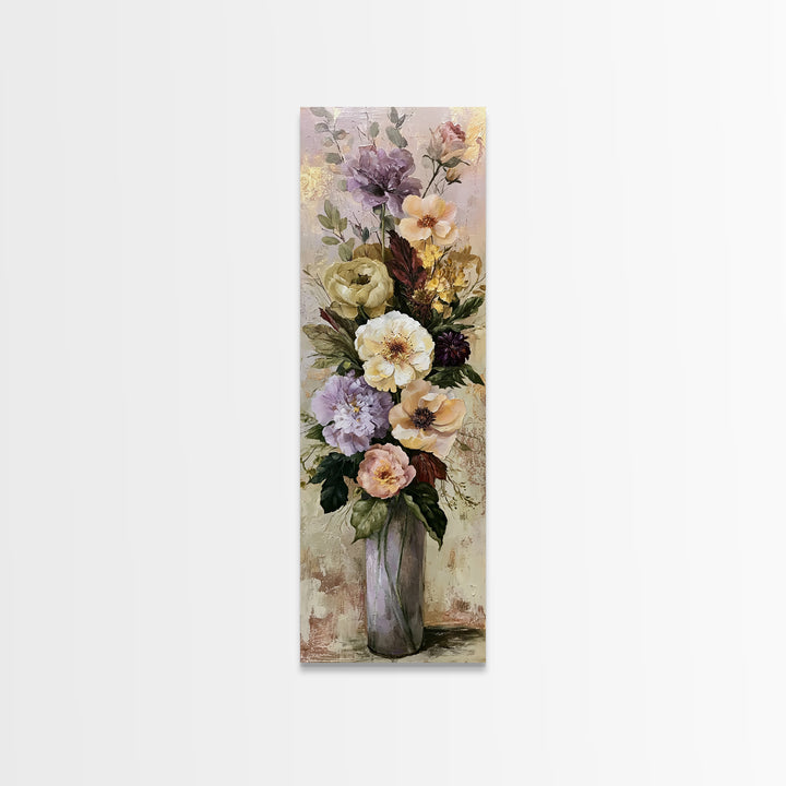 Large Floral Centerpiece Framed Canvas Print, Dining Room Art, Kitchen Prints, Dining Room Decor, Oil Painting, Dining, DRA-1x3-62