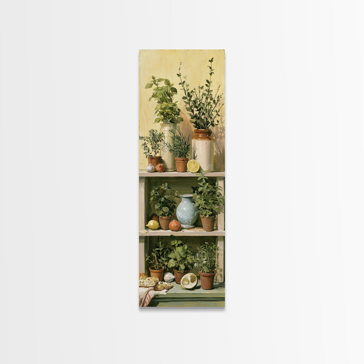 Modern Kitchen Herbs Framed Canvas Print, Dining Room Art, Dining Room Wall Art, Dining Room Decor, Oil Painting, Dining, DRA-1x3-69