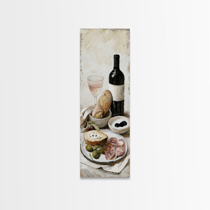 French Bistro Food Illustration Without Text Canvas Print, Dining Room Art, Kitchen Wall Decor, Dining Room Decor, Dining, DRA-1x3-70