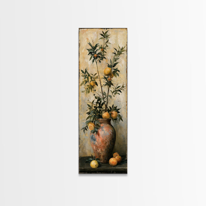 Mediterranean Olive Branch and Citrus Arrangement Canvas Print, Dining Room Art, Print, Dining Room Decor, Fine Art, Dining, DRA-1x3-72