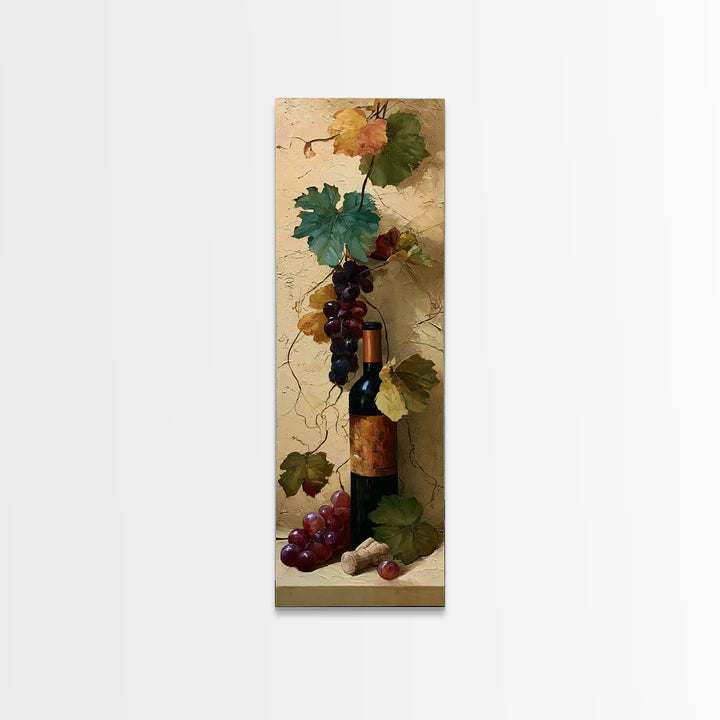 Botanical Grapevine with Leaves and Fruit Canvas Print, Dining Room Art, Large Wall Art, Dining Room Decor, Fine Art, Dining, DRA-1x3-81