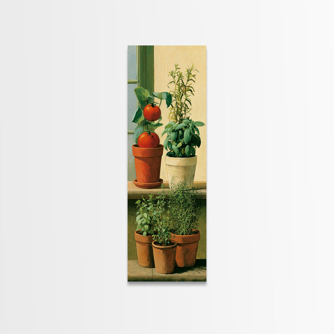 Modern Kitchen Herbs Canvas Print, Dining Room Art, Statement Artwork, Dining Room Decor, Fine Art, Dining, Printable Wall Art, DRA-1x3-93