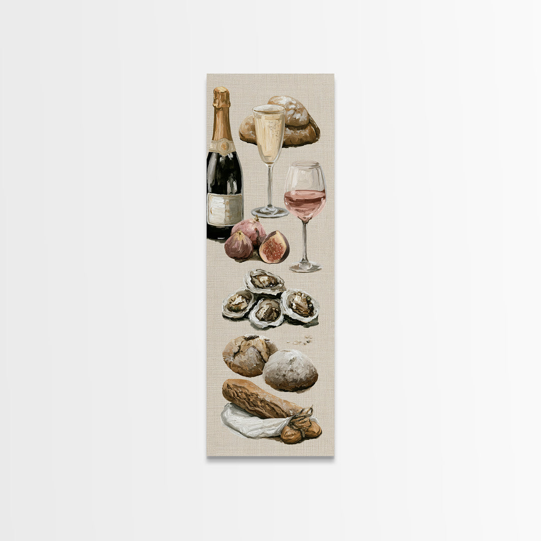 French Bistro Food Illustration Without Text Canvas Print, Dining Room Art, Food Art, Dining Room Decor, Fine Art, Dining, DRA-1x3-94