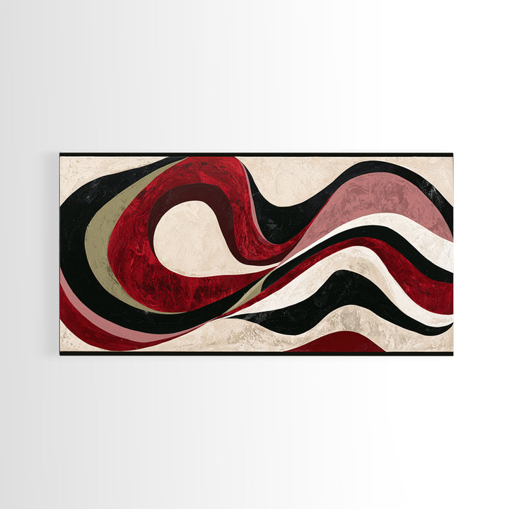 Abstract Red Wine Swirl Framed Canvas Print, Dining Room Art, Dining Room Wall Art, Dining Room Decor, Abstract Art, Dining, DRA-2x1-14
