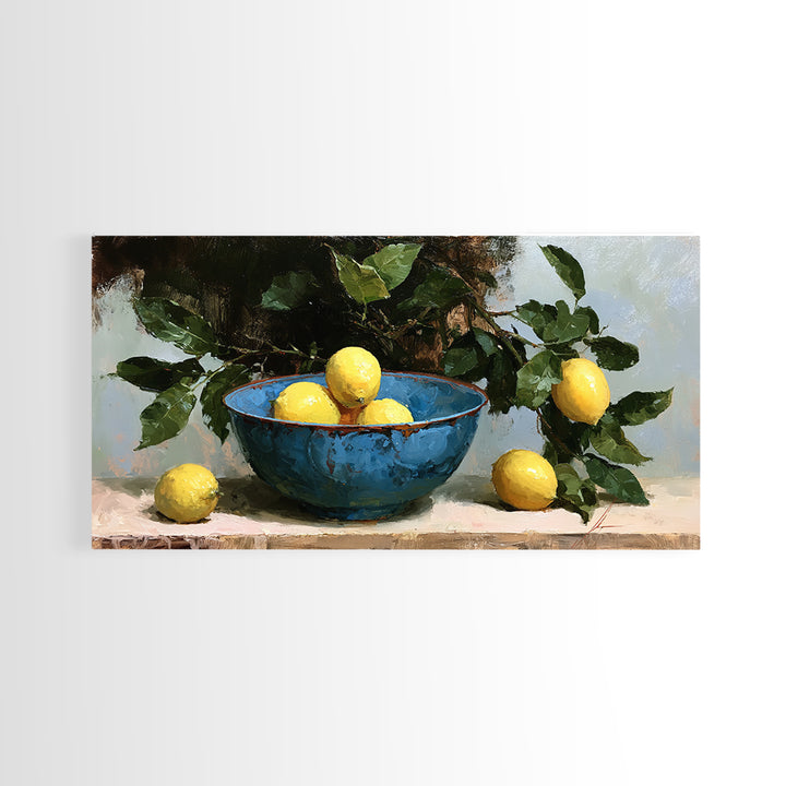 Italian Lemon Branch Framed Canvas Print, Dining Room Art, Art Print, Dining Room Decor, Oil Painting, Dining, Abstract Art, DRA-2x1-25