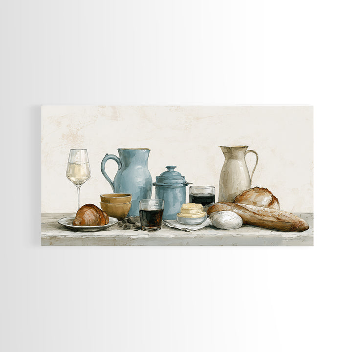 French Bistro Food Illustration Without Text Framed Canvas Print, Dining Room Art, Modern Decor, Dining Room Decor, Dining, DRA-2x1-30
