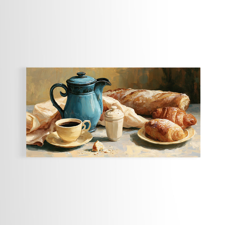 Coffee and Pastry Scene for Breakfast Nook Framed Canvas Print, Dining Room Art, Fine Art Print, Dining Room Decor, Dining, DRA-2x1-34