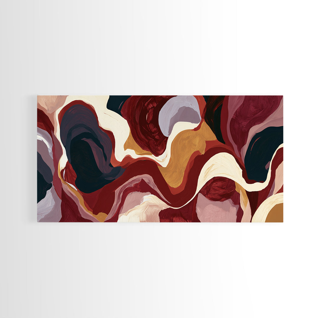 Abstract Red Wine Swirl Framed Canvas Print, Dining Room Art, Dining Room Wall Art, Dining Room Decor, Abstract Art, Dining, DRA-2x1-38