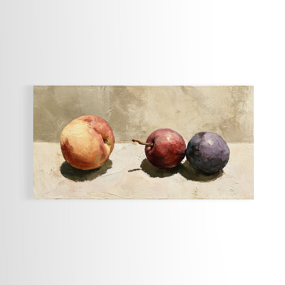 Peach and Plum Still Life Framed Canvas Print, Dining Room Art, Wall Art, Dining Room Decor, Fine Art, Dining, Printable Art, DRA-2x1-40