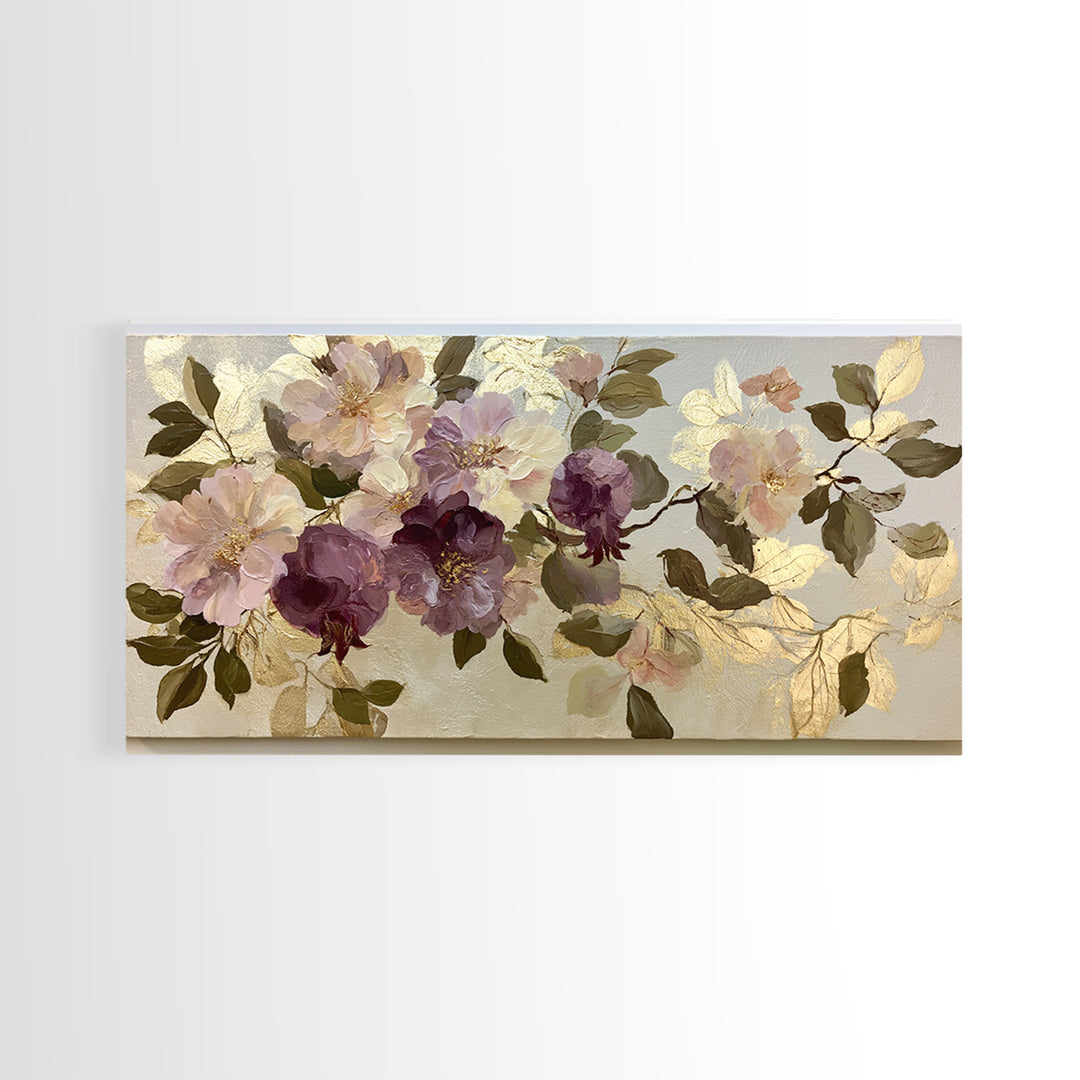 Pomegranate and Gold Leaf Botanical Study Canvas Print, Dining Room Art, Print, Dining Room Decor, Watercolor Art, Dining, DRA-2x1-52