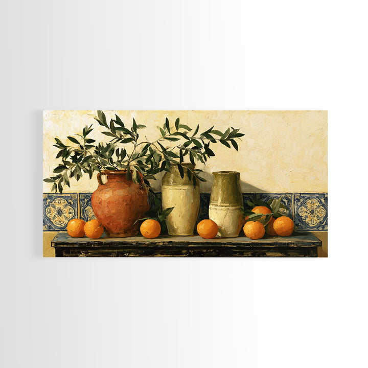 Mediterranean Olive Branch and Citrus Arrangement Canvas Print, Dining Room Art, Printable Wall Art, Dining Room Decor, Dining, DRA-2x1-56