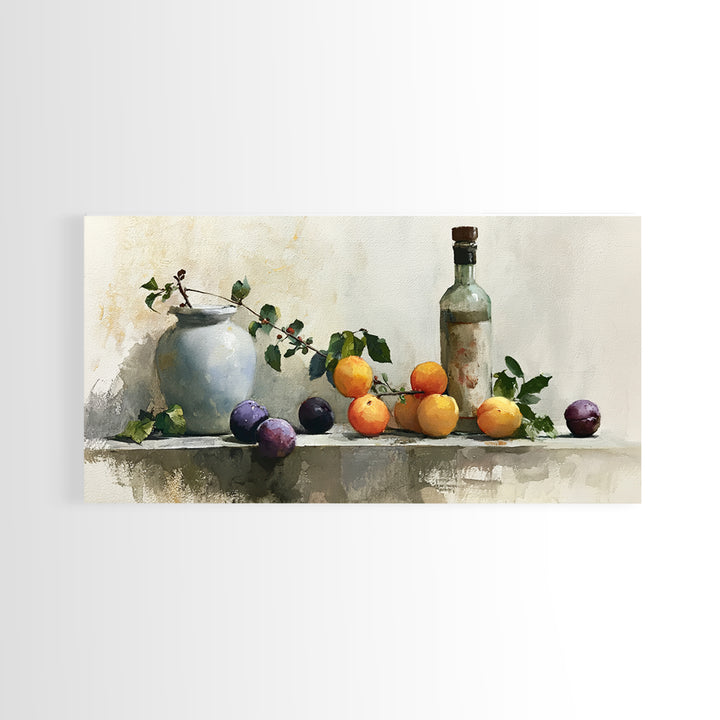 Peach and Plum Still Life Canvas Print, Dining Room Art, Canvas Wall Art, Dining Room Decor, Fine Art, Dining, Modern Wall Art, DRA-2x1-64
