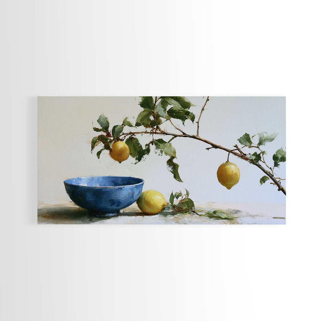 Italian Lemon Branch Canvas Print, Dining Room Art, Wall Art, Dining Room Decor, Watercolor Art, Dining, Printable Art, DRA-2x1-73