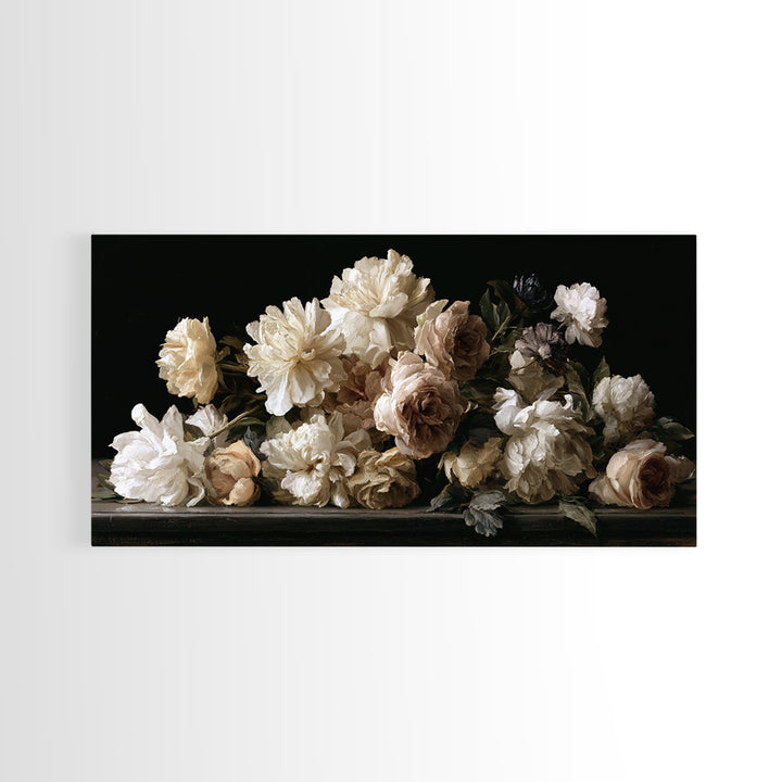 Moody Dark Background Bouquet for Formal Dining Canvas Print, Dining Room Art, Set of 3 Prints, Dining Room Decor, Dining, DRA-2x1-79