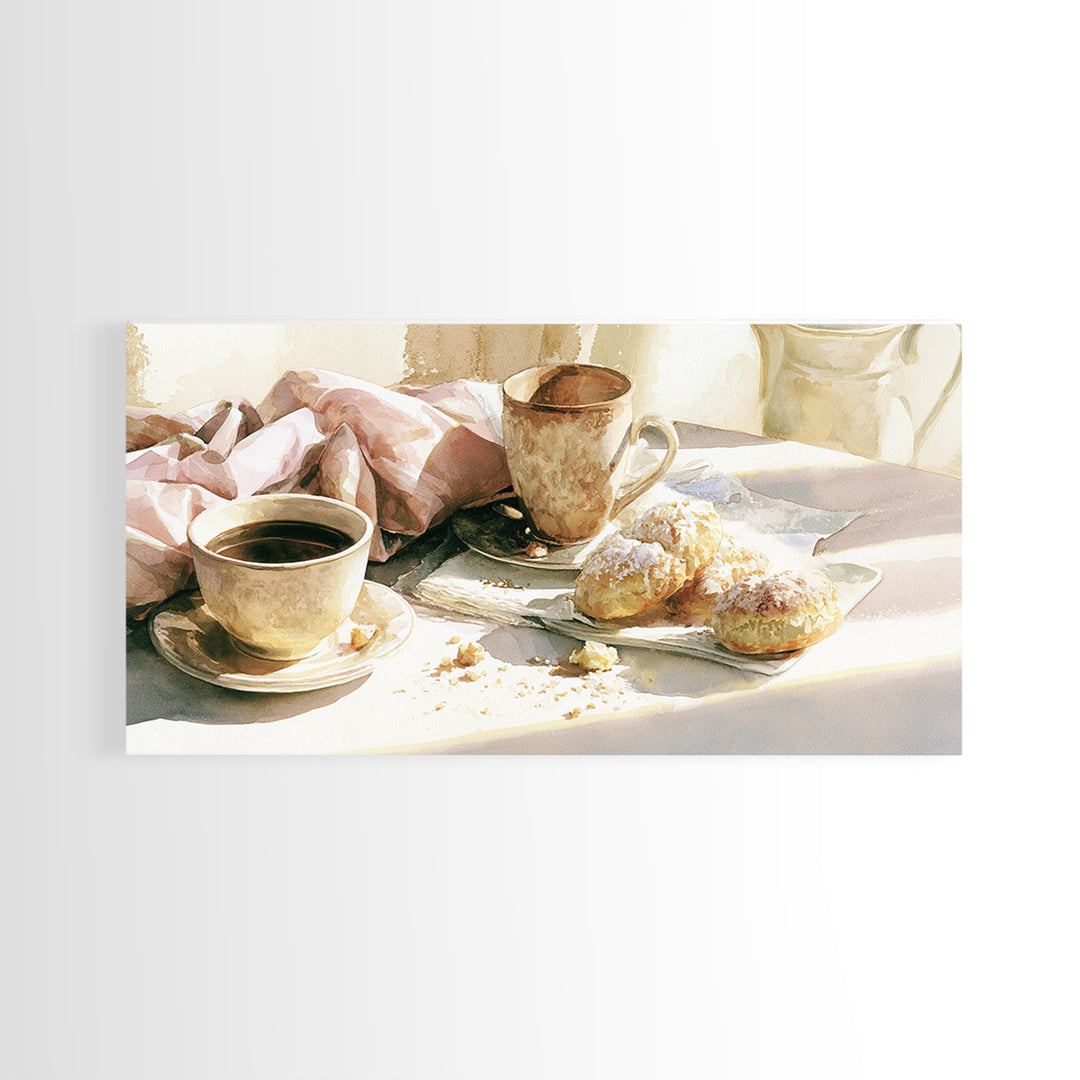 Coffee and Pastry Scene for Breakfast Nook Canvas Print, Dining Room Art, Room Decor, Dining Room Decor, Fine Art, Dining, DRA-2x1-82